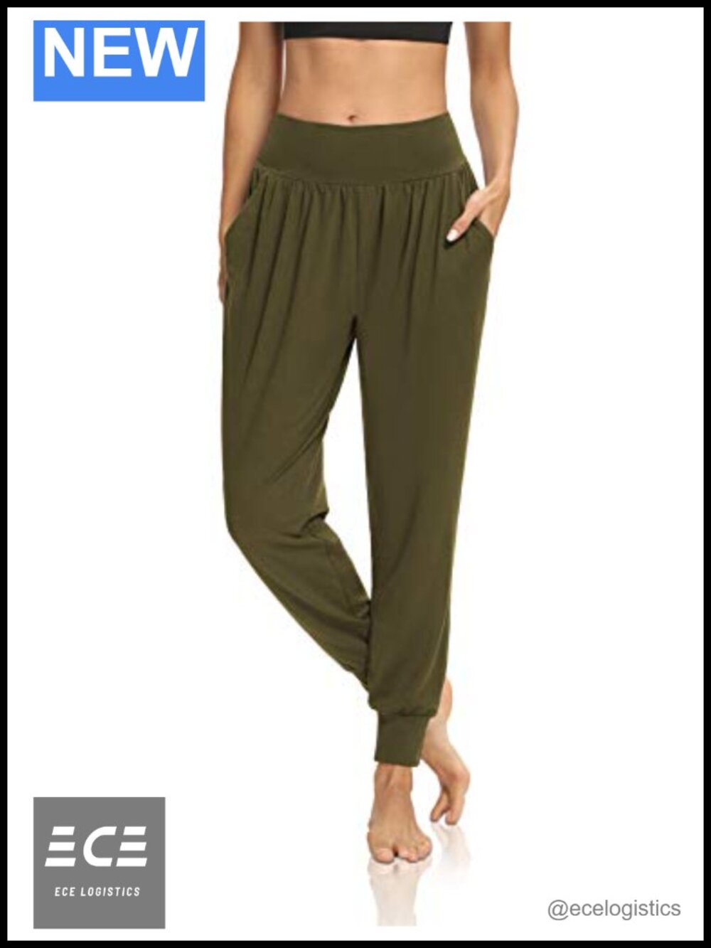 Womens High Waist Joggers with Pockets Cuffed Ankle Yoga Lounge Pants